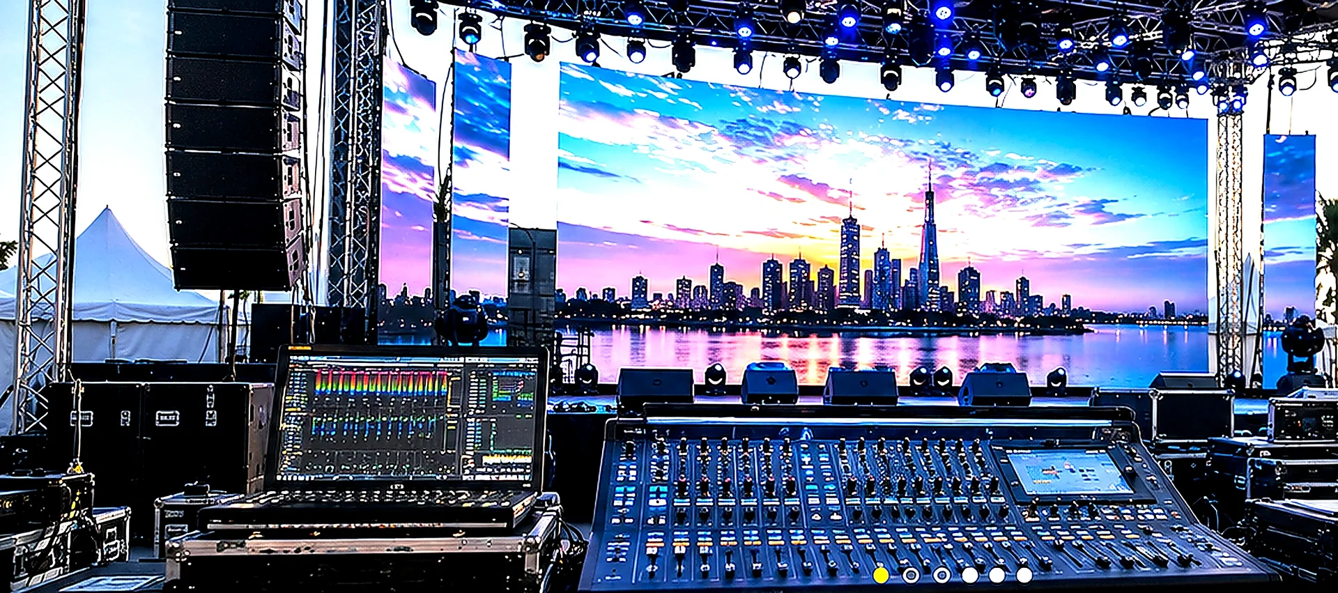 Line-array sound and technical control for demanding events.